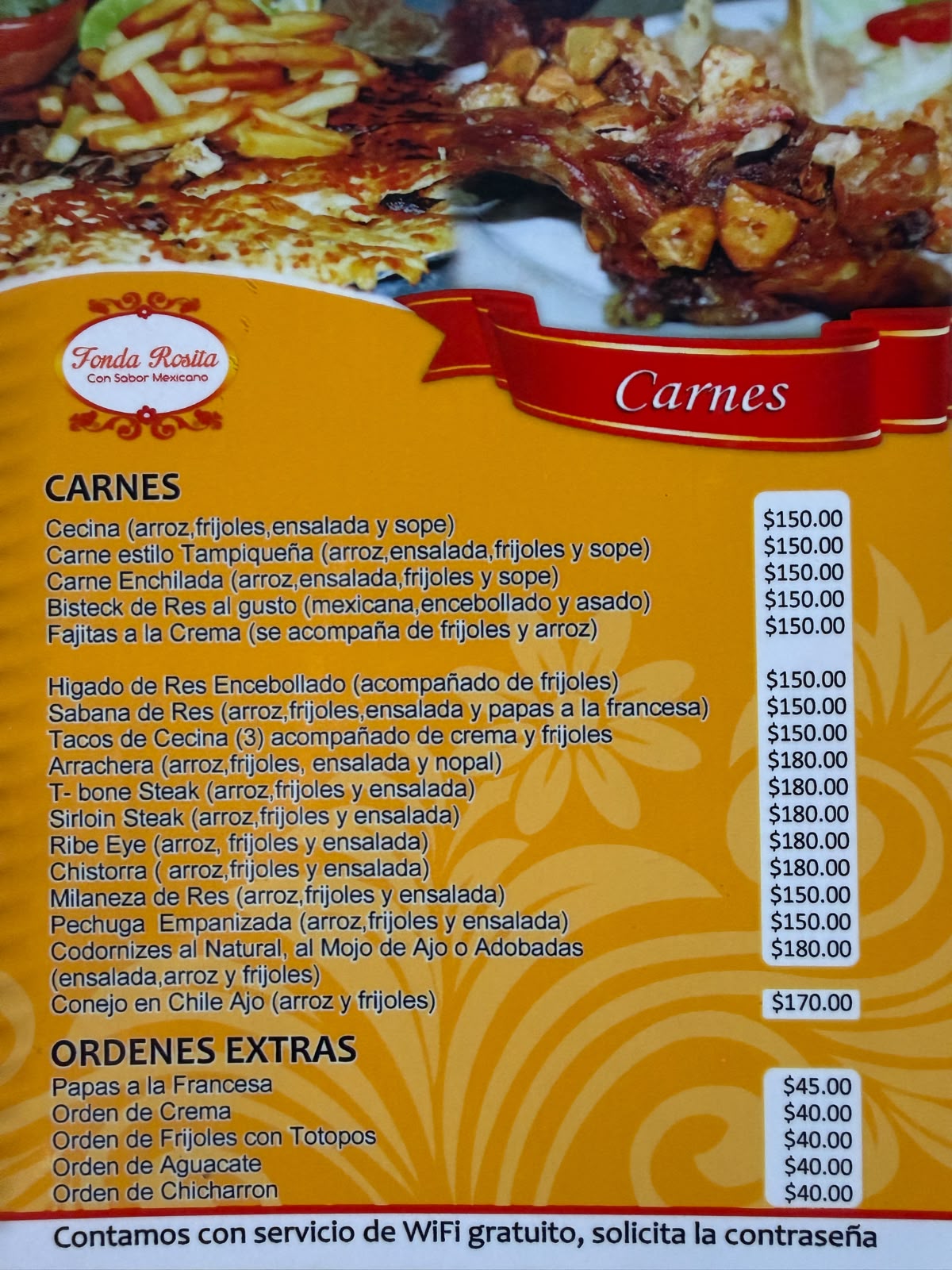 Menú Fonda Rosita — Carnes